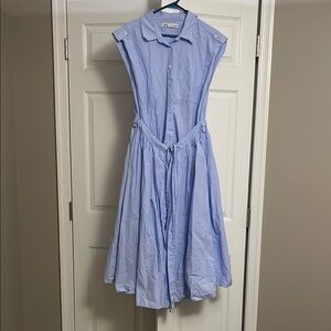 Zara Blue Sleeveless Button Down Dress